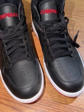 Jump Black Sneakers with Red Stitching and White Midsole